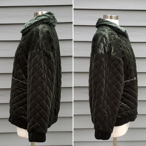 I.AM.GIA Contraband Quilted Green Velvet Velour Puffy Oversized Bomber Jacket XS - Picture 4 of 8
